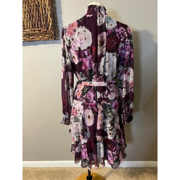 Alex Marie 14 Burgundy Plum Gray Long Sleeve Dress Stretch Career Church NEW - Picture 12 of 16